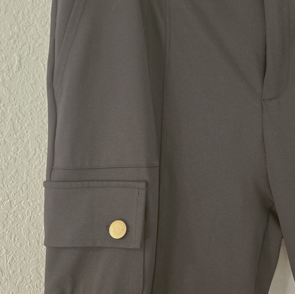 HALARA Black Pants with Gold Button Day Stretch High Waisted Zipper Pockets - Picture 3 of 6